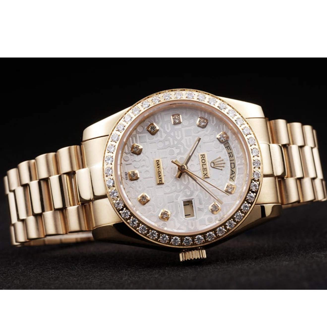 Best AAA Replica Sites Plated Stainless Dial Day-Date Gold Steel Rolex Yellow White 18k 0630